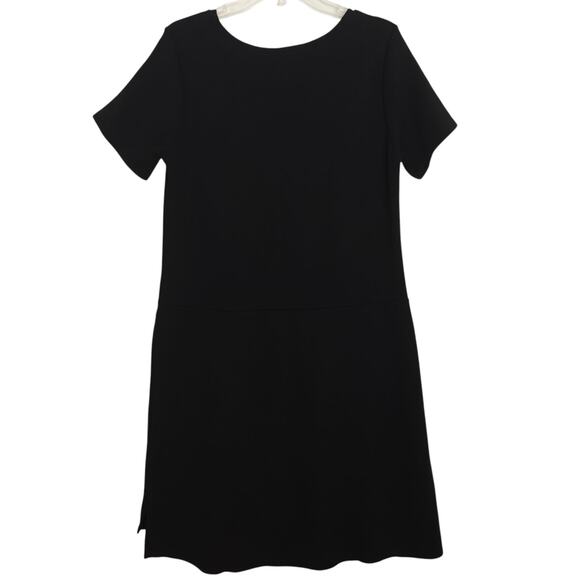 Eileen Fisher Tencel Jersey Dress Size Medium Black Stretch Short Sleeves A-Line - Picture 5 of 6